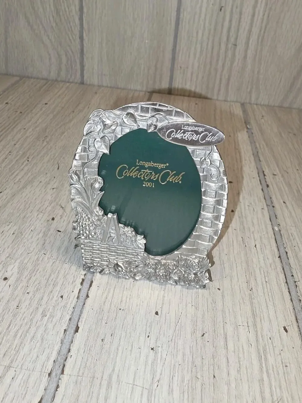 Vtg Longaberger Collectors Club 2001 Pewter Floral Basket Picture Frame New